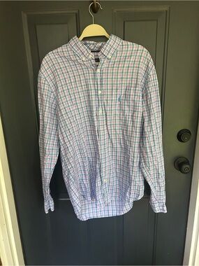Johnnie-O Check Button Up Dress Shirt Long Sleeve Mens Size Large